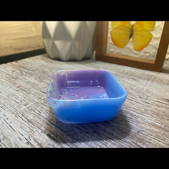 Jewelry Tray - Purple + Blue + Rainbow Iridescent Confetti - Square Dish - Picture 9 of 16